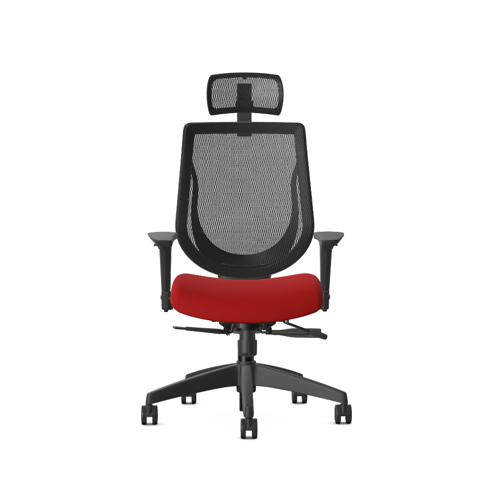 85040-T2-BKN-3EB-LH-SS-HR-KD-AS-F-OREDSEA Allseating You Too Task Chair with headrest black frame oasis red sea fabric
