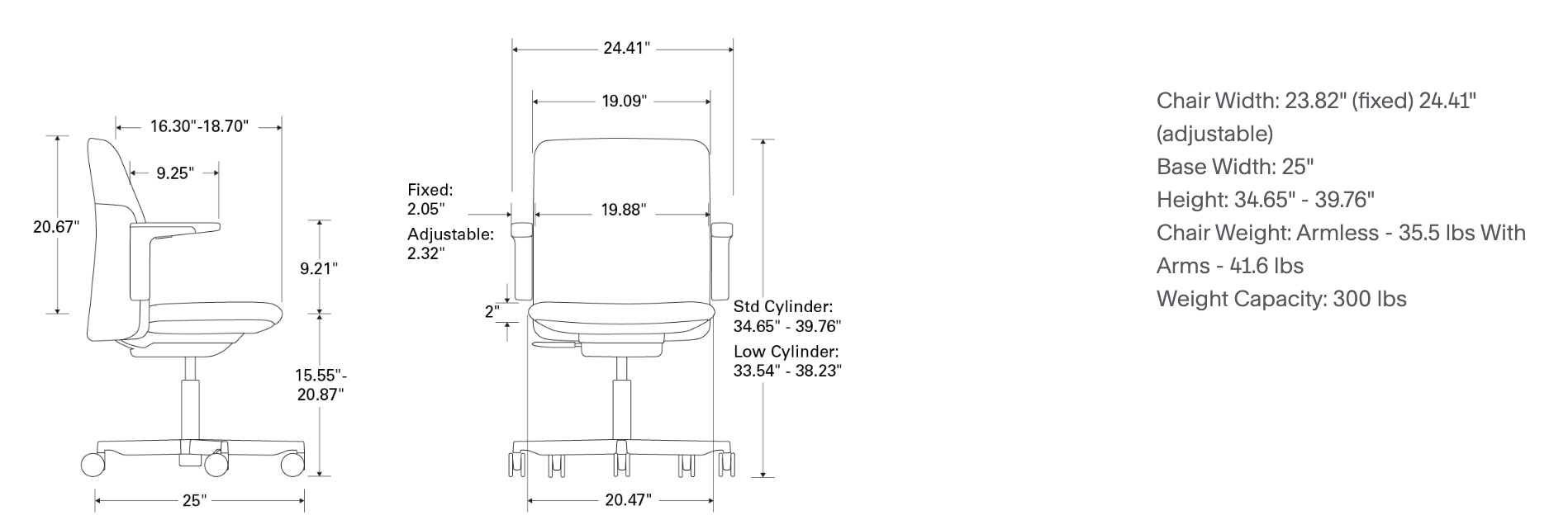 humanscale path task chair specifications