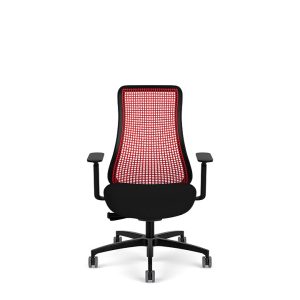 Via Seating - Genie Flex - Black Frame - Red TPU - Origin Jet Fabric (2)