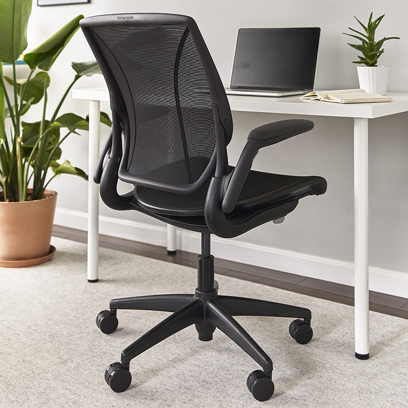 humanscale world one office chair behind a home office desk