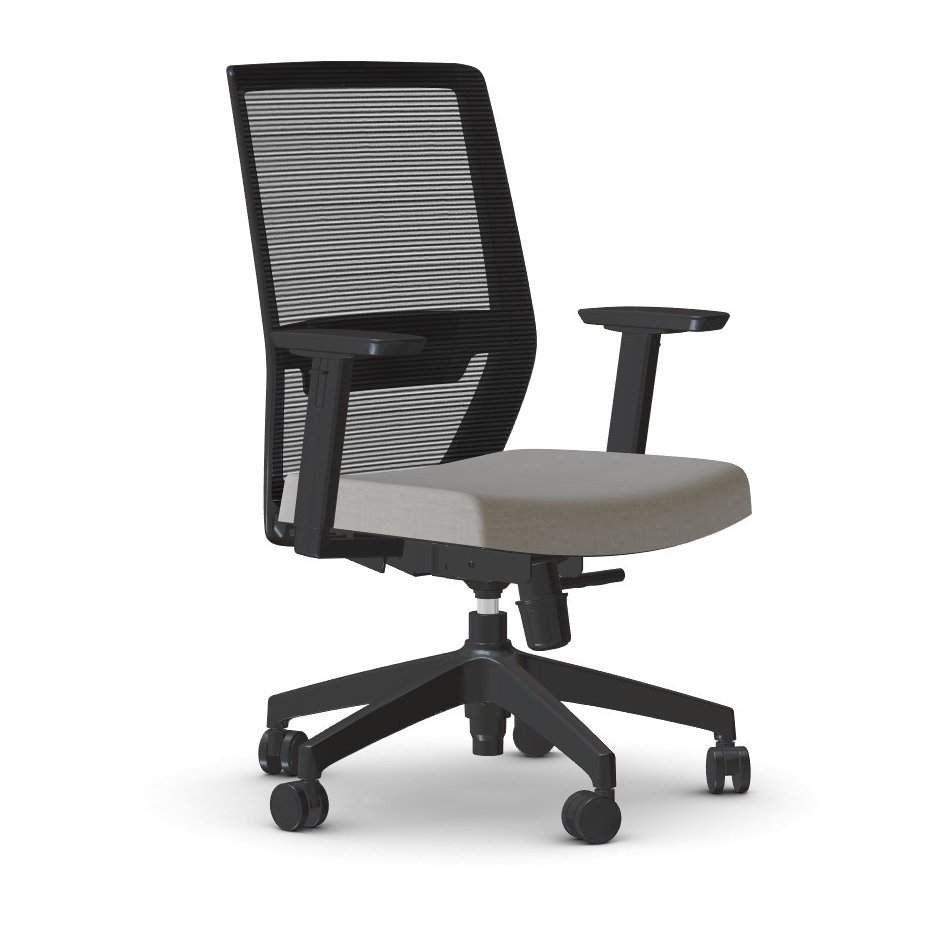 Friant Vektor Task Chair profile view black frame and gray fabric