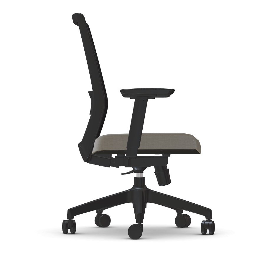 Vektor Home Office Chair black frame and gray fabric side view
