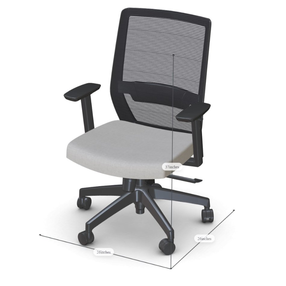 vektor-chair-grey-FD00251-grey-friant-office-furniture shown with dimensions